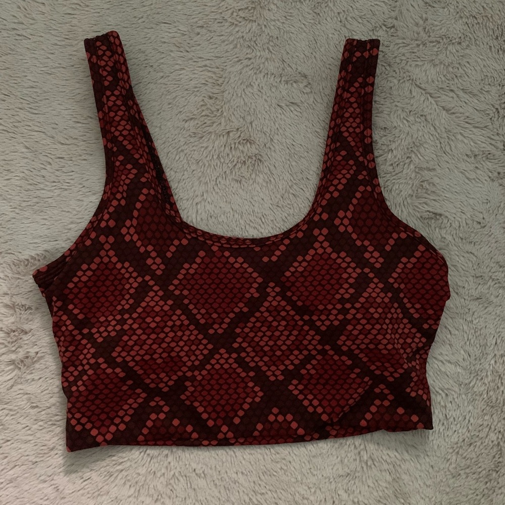 Balance Athletica Kingdom Collection Asend Bra- Copperhead Red Snake Pattern -S
